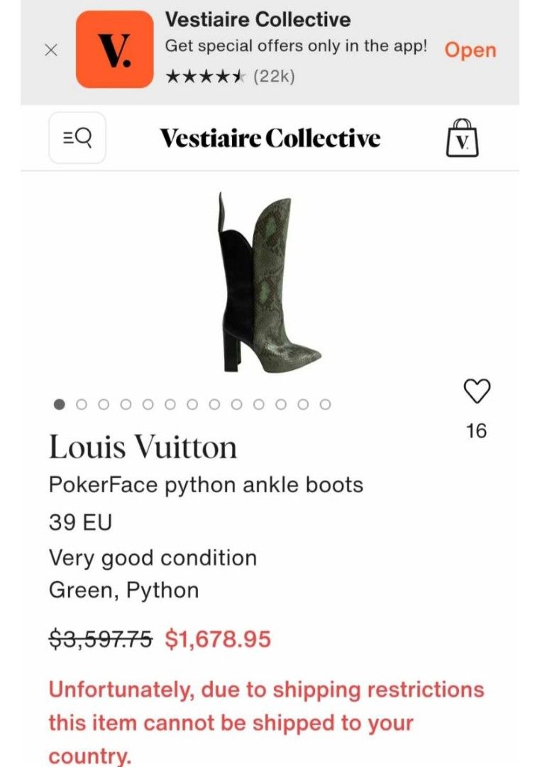 Louis vuitton pokerface green python boots, Women's Fashion, Footwear, Boots  on Carousell