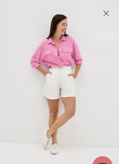 Lovebonito Hilson Linen Oversized Shirt in Pink
