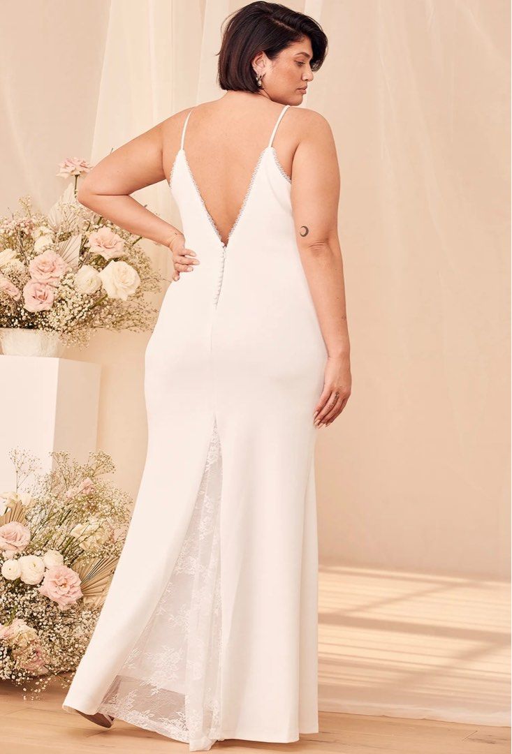 Lulus Taliana White Lace Button Back Maxi Dress