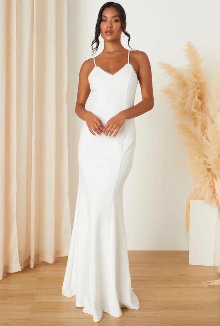 Lulus Taliana White Lace Button Back Maxi Dress