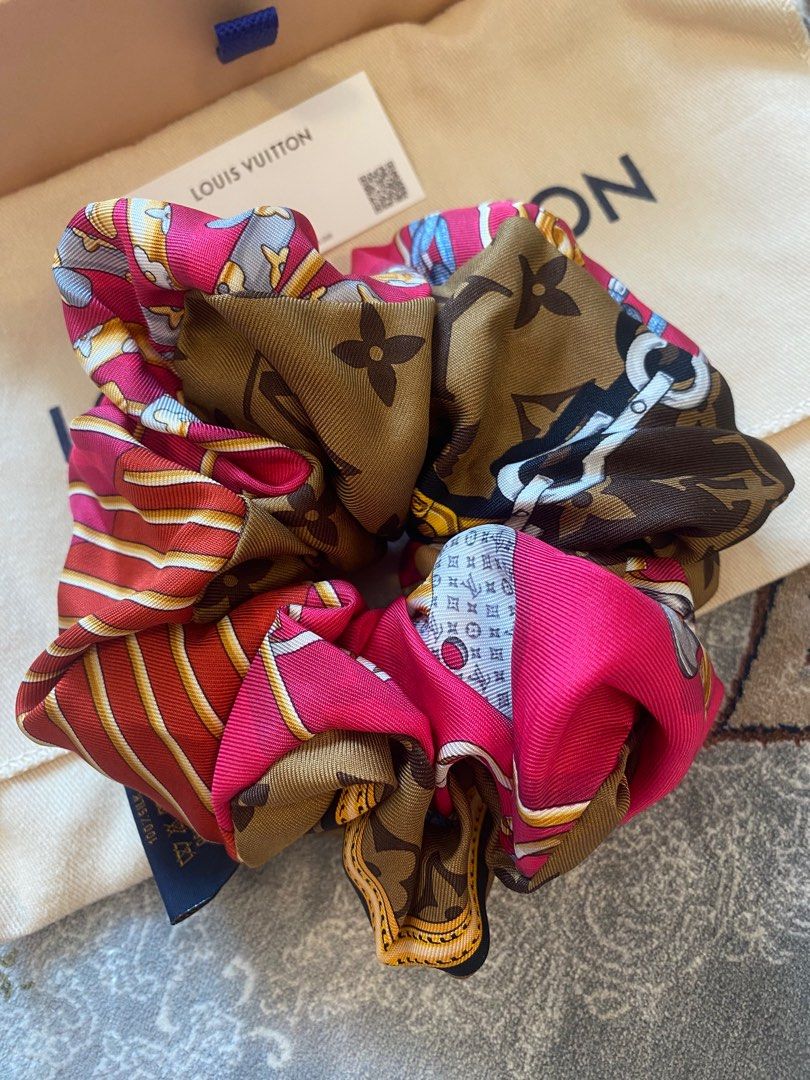 Louis Vuitton Monogrammed Silk Hair Scrunchie For Sale at 1stDibs