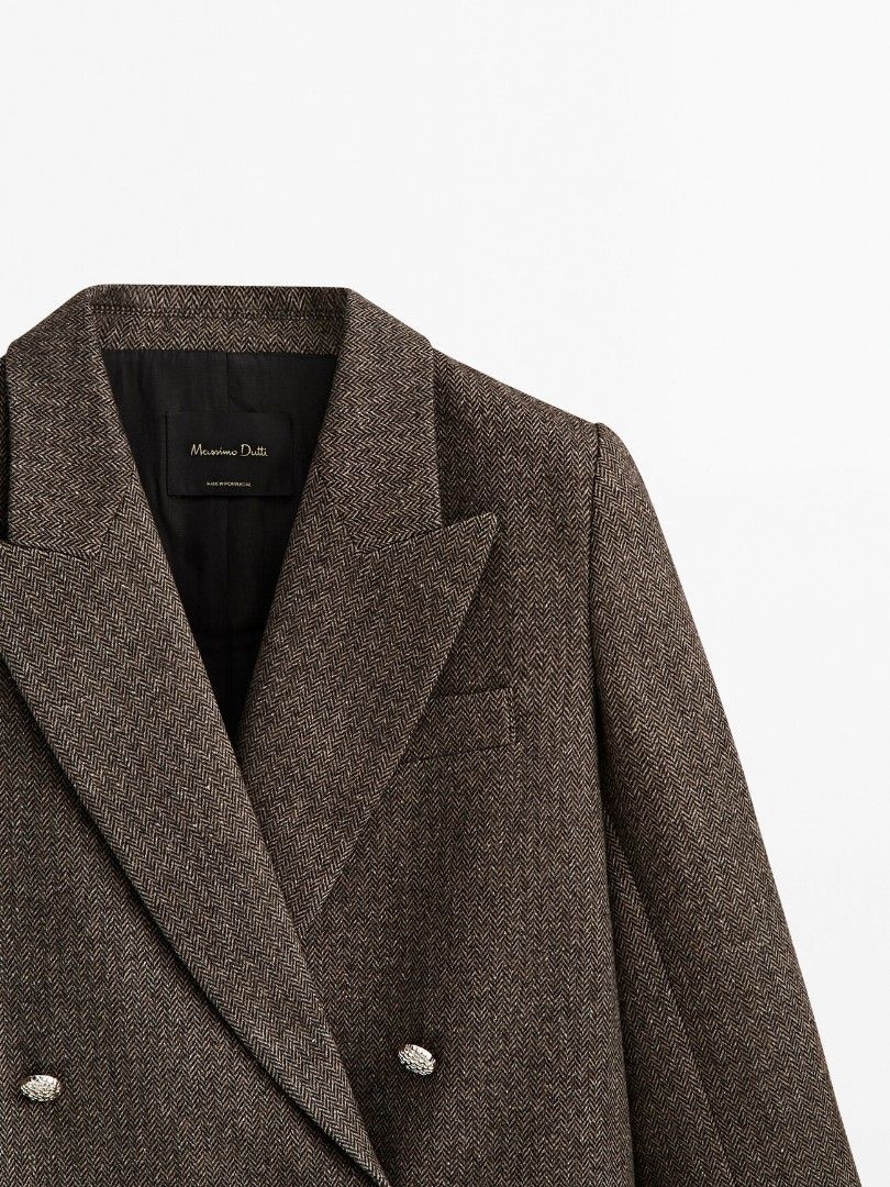 Massimo dutti online herringbone blazer