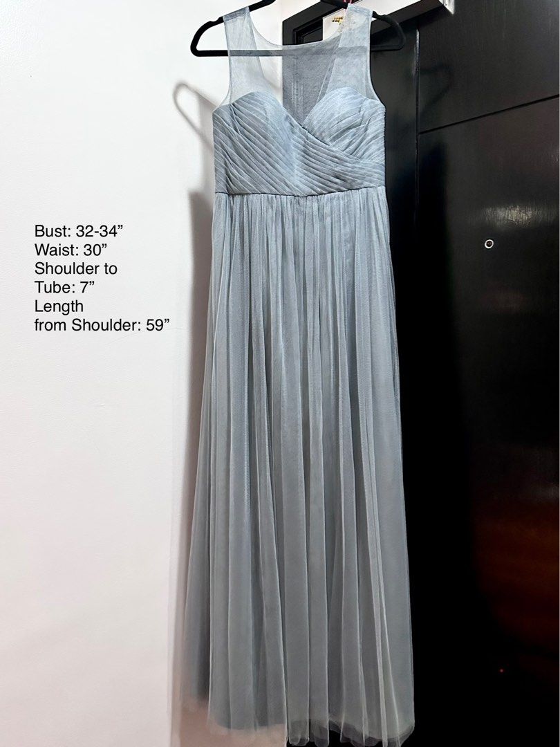 S M Jennie Yoo Lace Aria Maxi Dress Pleated Gown Women s Fashion Dresses Sets Evening dresses gowns on Carousell