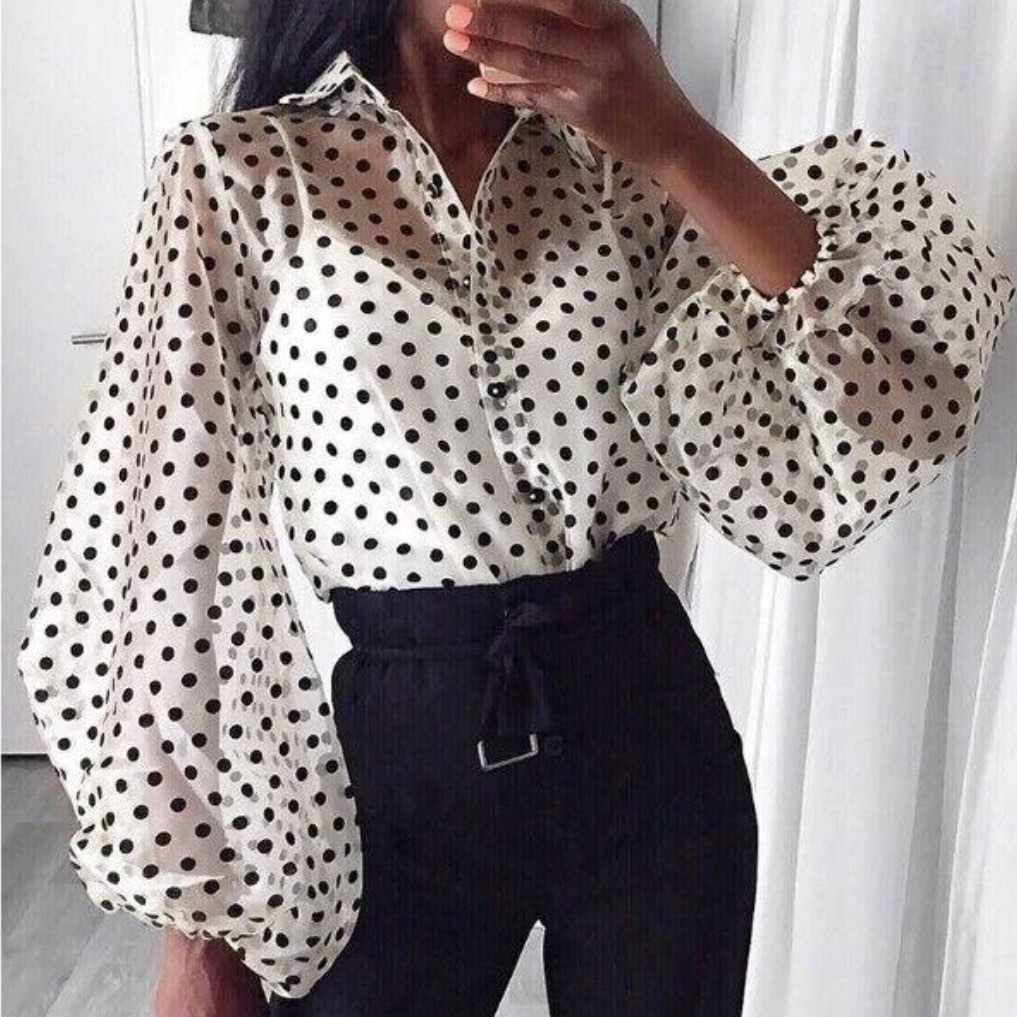 White sheer polka dot top new arrivals