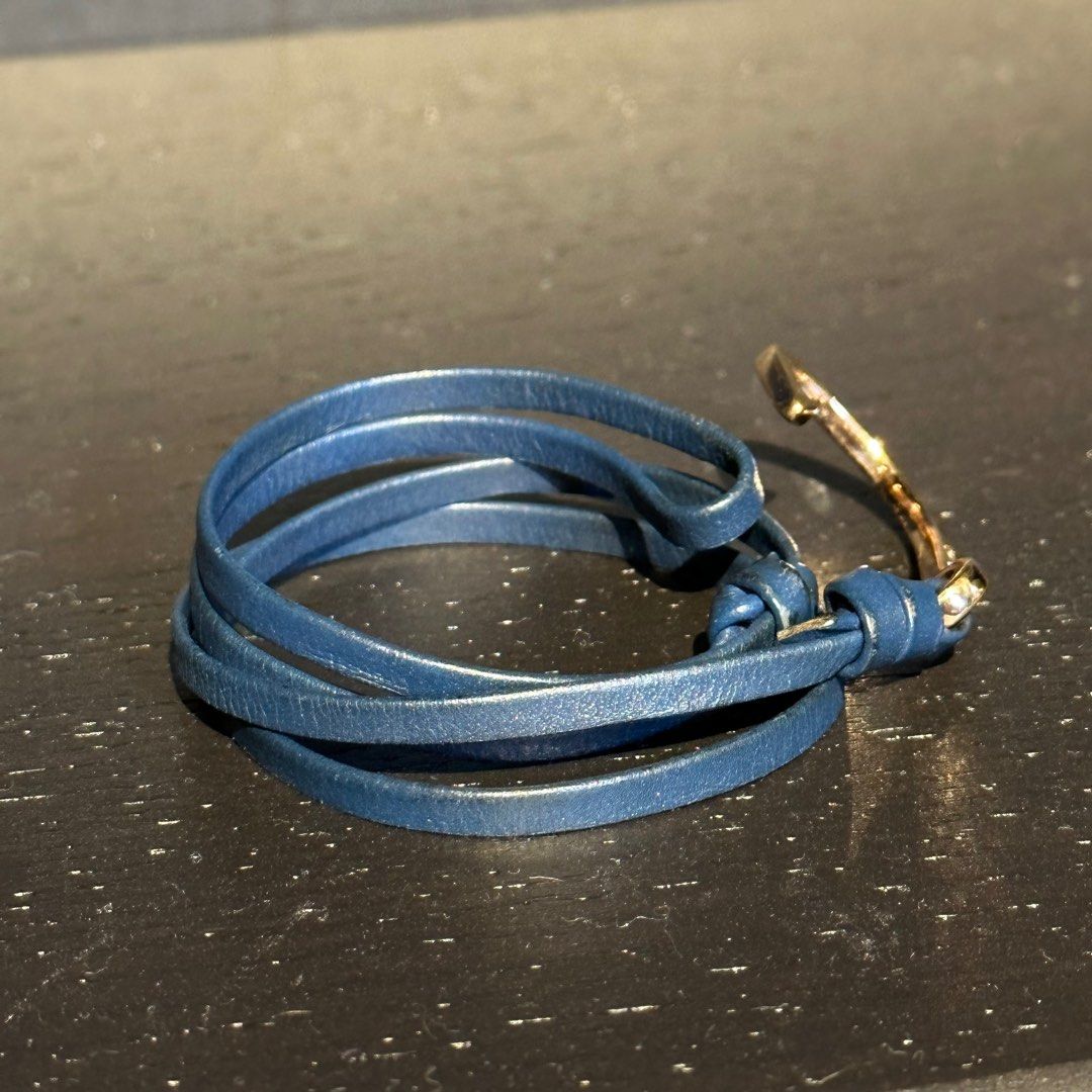 Mens blue discount leather bracelet