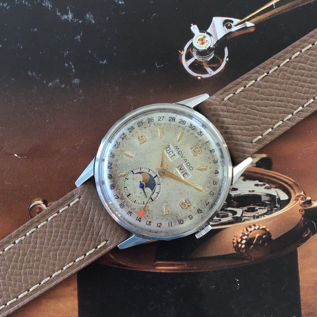 Movado 1950 s Triple Date Calendar Moonphase vintage