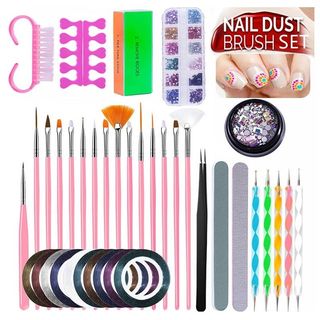  Teenitor Nail Pen Designer,Stamp Nail Art Tool with 15pcs Nail  Painting Brushes, Nail Dotting Tool, Nail Foil, Manicure Tape, Color  Rhinestones for Nails-Black : Beauty & Personal Care