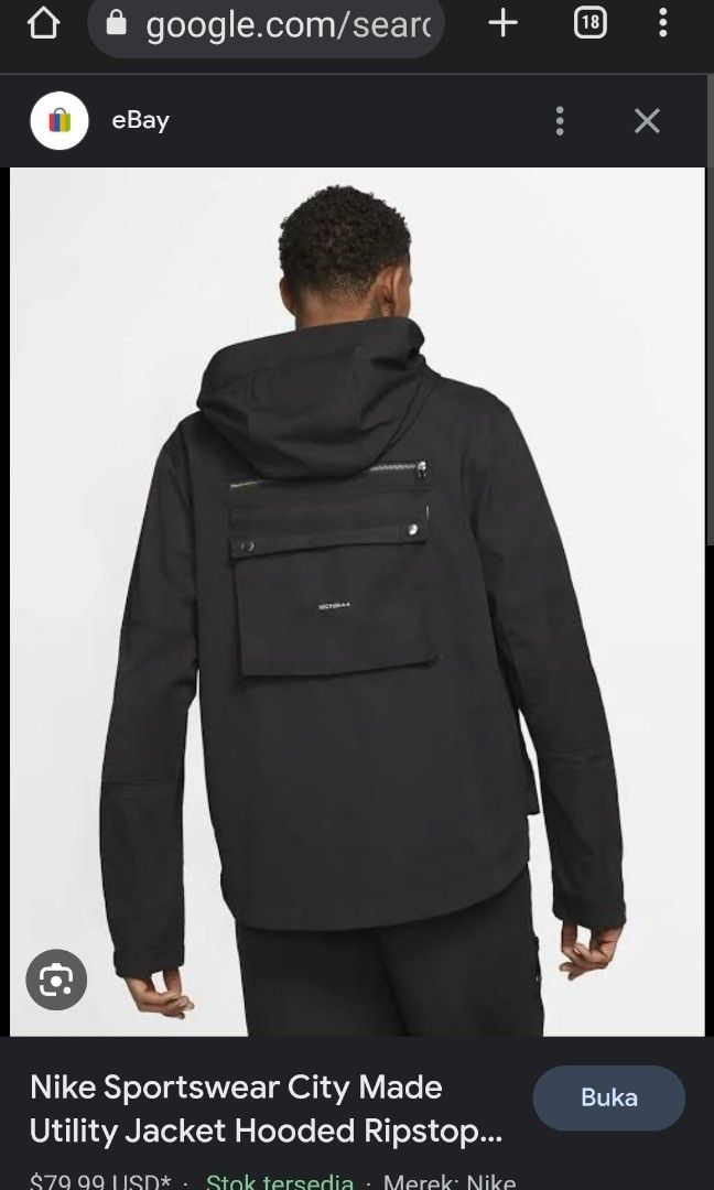 Jaket Nike sportswear city Made men's woven, Fesyen Pria, Pakaian
