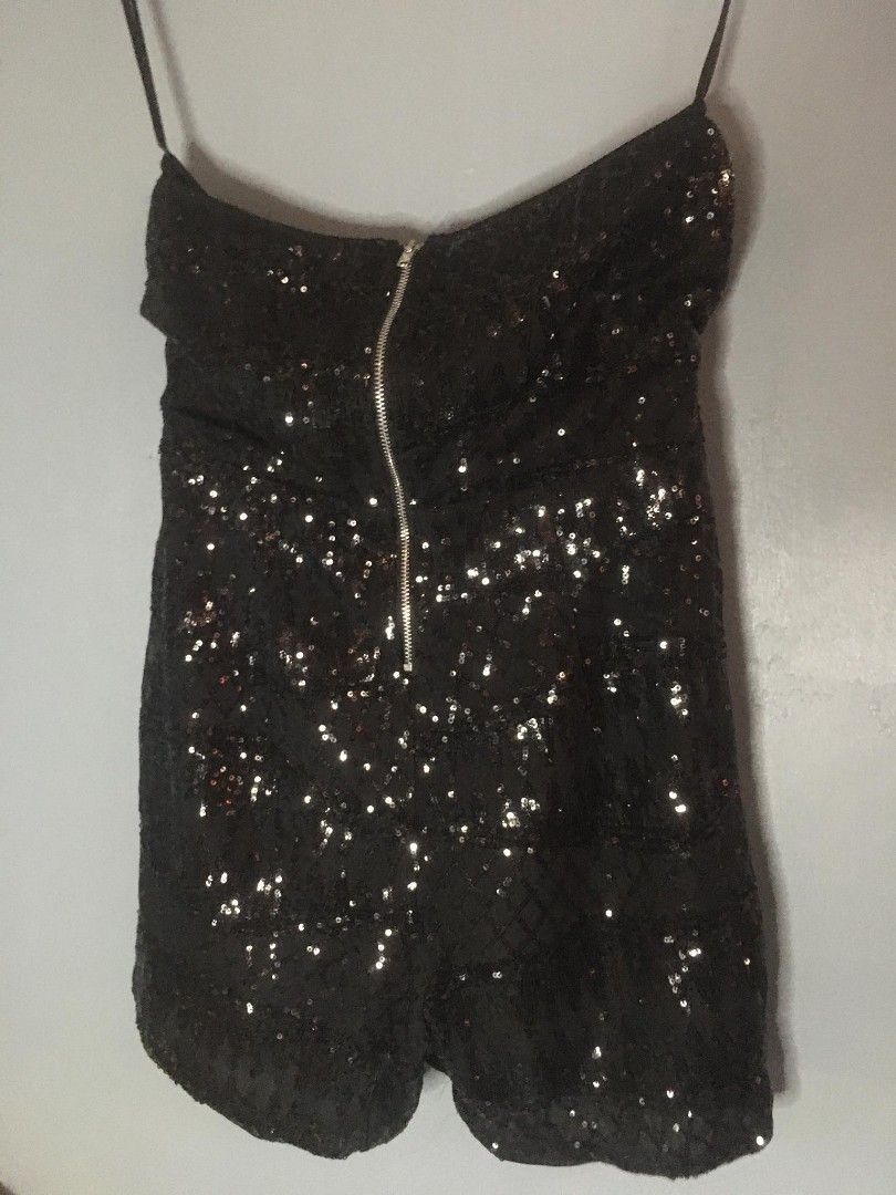 Notched Detail Sequin Tube Romper, Women's Fashion, Dresses & Sets, Rompers on Carousell