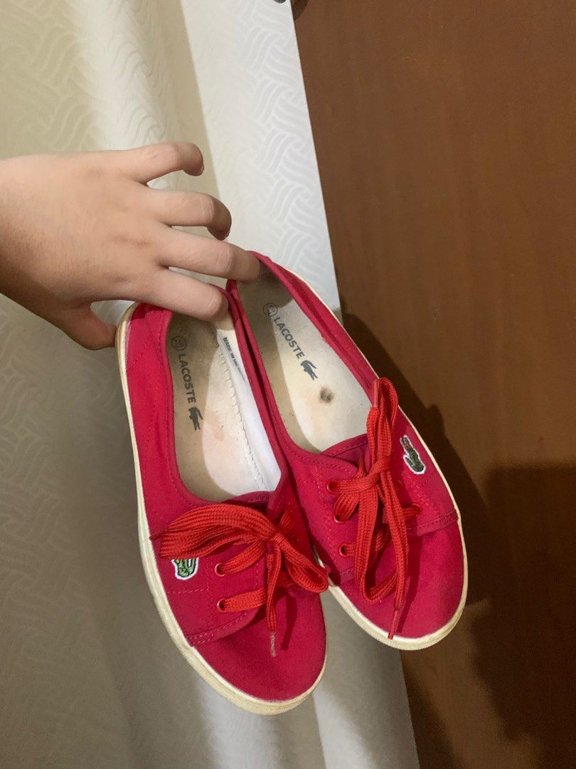 Original lacoste ziane chunky sneakers red canvas