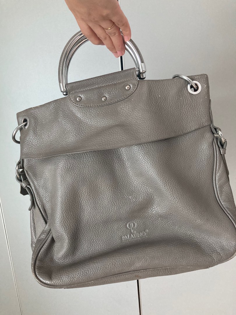 Palatino Grey Leather Shoulder Bag, Women's Fashion, Bags & Wallets ...