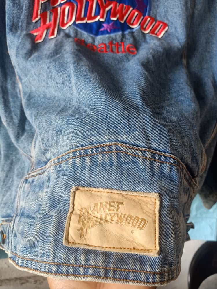 Vintage Black Denim Jacket XL Kenwood Excelon Music Band Rock