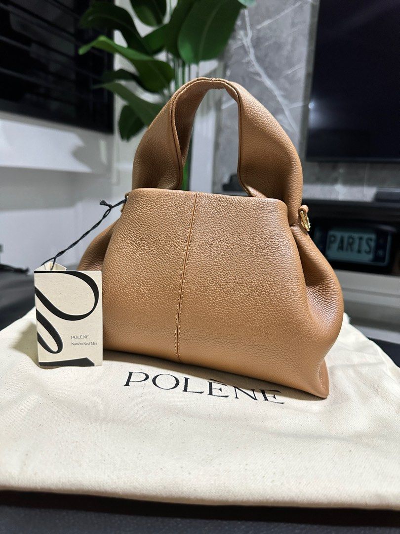 Polene Numero Neuf Mini Taupe in Full-Grain Textured Calfskin