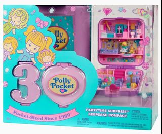  Polly Pocket Keepsake Collection Starlight Dinner Party  Compact, Heritage Playset with 3 Dolls and Lights : Toys & Games