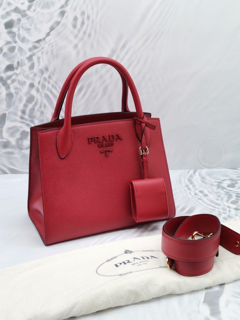 Prada Monochrome Flap Bag In Red Saffiano Leather in 2023