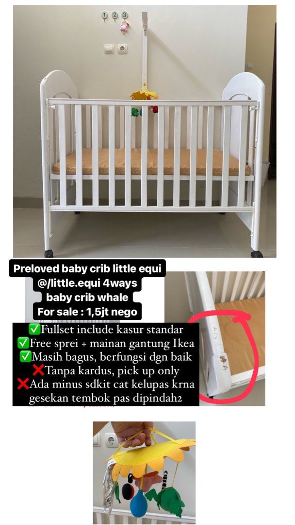 Preloved ranjang kasur bayi box bayi baby crib little equi