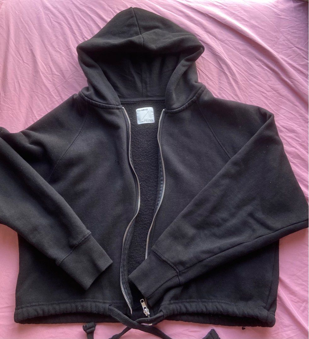 Cropped zip-up hoodie - pull&bear