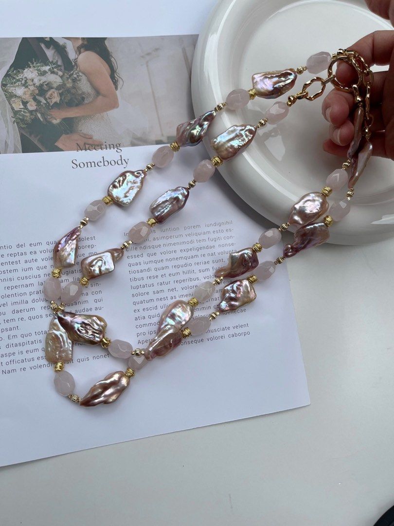 Irregular shaped cheap pearl necklace