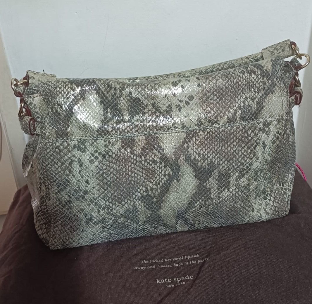 Rare Kate Spade Metallic Two Tone Python Leather Top Handle Bag