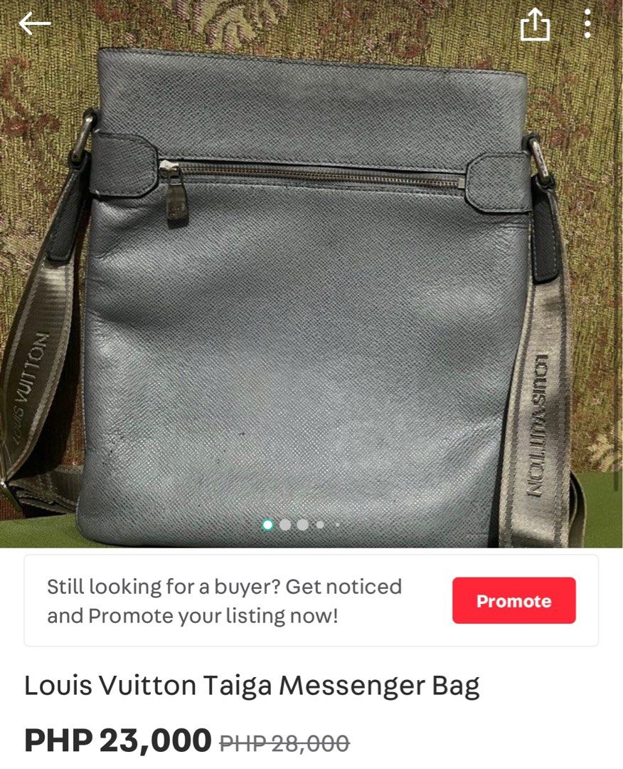 LOUIS VUITTON Taiga Victor Shoulder Bag Leather Nylon Grizzly