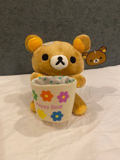 Rilakkuma tea bear pen holder organizer plush toy