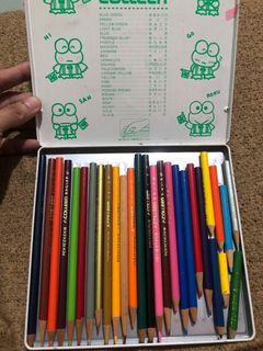 Sanrio tin can full of used color pencils