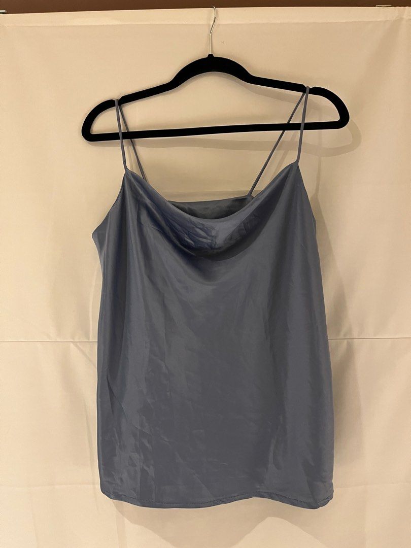 19Momme Silk Cap Sleeve Cowl Neck Women's Top