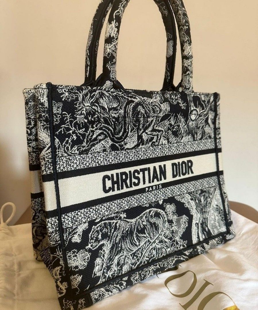 Small Dior Book Tote Blue and White Toile De Jouy Reverse