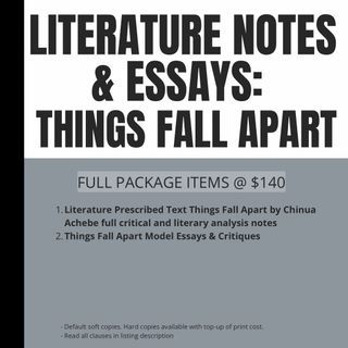 THINGS FALL APART - TFA CHINUA ACHEBE IP/IB LITERATURE PRESCRIBED-TEXT COMPREHENSIVE ANALYSIS NOTES|MODEL ESSAYS & CRITIQUES EXAM & RESEARCH PREP BUNDLE