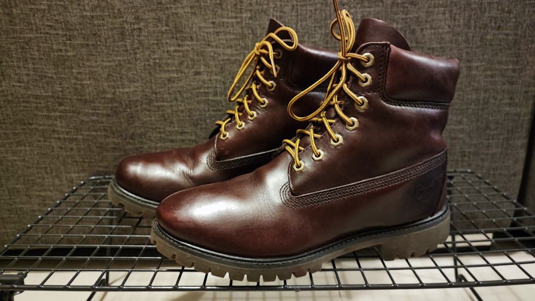Burgundy leather timberland boots 2025