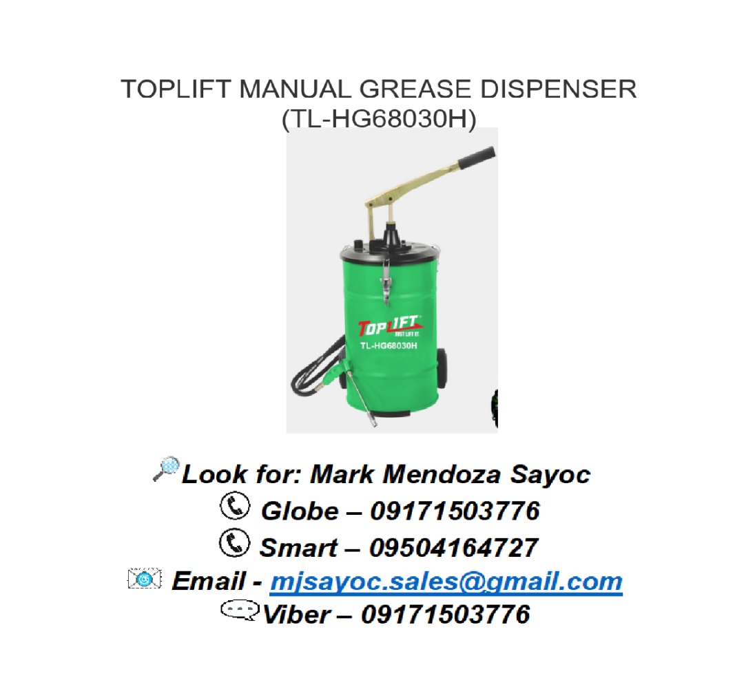 TOPLIFT MANUAL GREASE DISPENSER (TLHG68030H), Commercial & Industrial