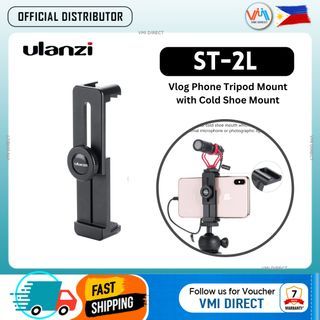 ULANZI ST-2L Aluminum Phone Tripod Holder Adapter with Microphone Cold Shoe Mount Mobile Vlog Setup VMI Direct
