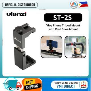 Ulanzi ST-2S Universal Metal Adjustable Clamp Support Vertical and Horizontal with Cold Shoe Mount VMI Direct