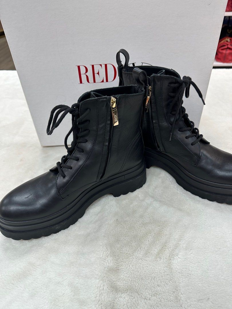 Red valentino 2025 combat boots