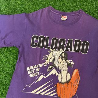 Vintage Purple Snoopy Colorado Rockies Baseball T-Shirt by