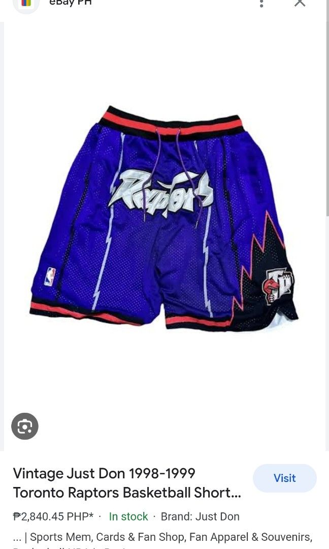 Vintage Just Don 1998 99 Toronto Raptor Short Off Men s Fashion