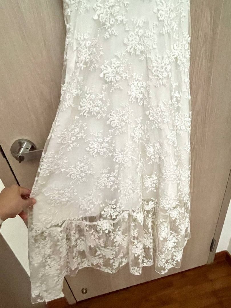 White floral lace maxi dress discount