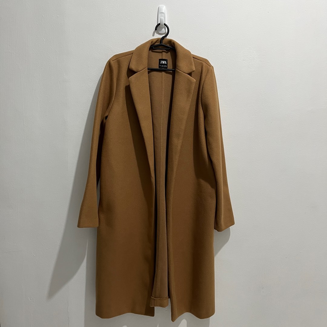 Zara Coat Long Coat 40 inches long measurement starting from shoulder Brown Original Used Once 100 Polyester Last Price Posted