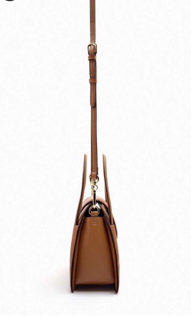 Zara Brown Mini City Bag With Flap, Women's Fashion, Bags & Wallets