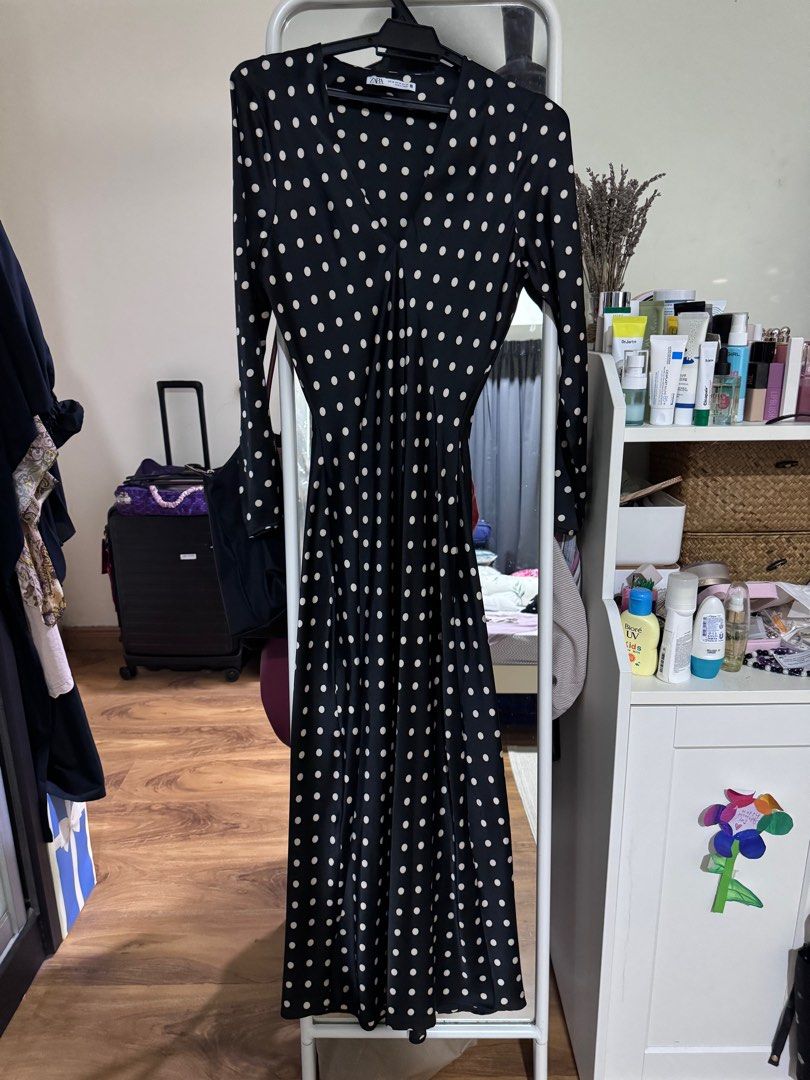 Zara long sleeve sales polka dot dress