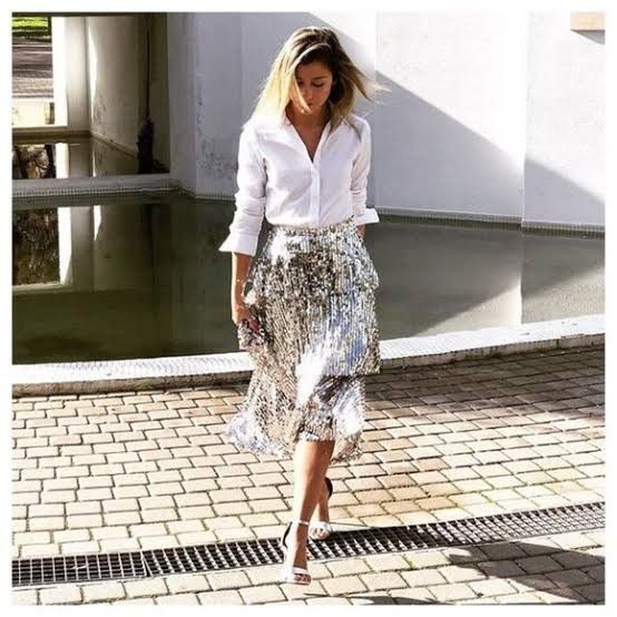 Silver midi skirt zara store