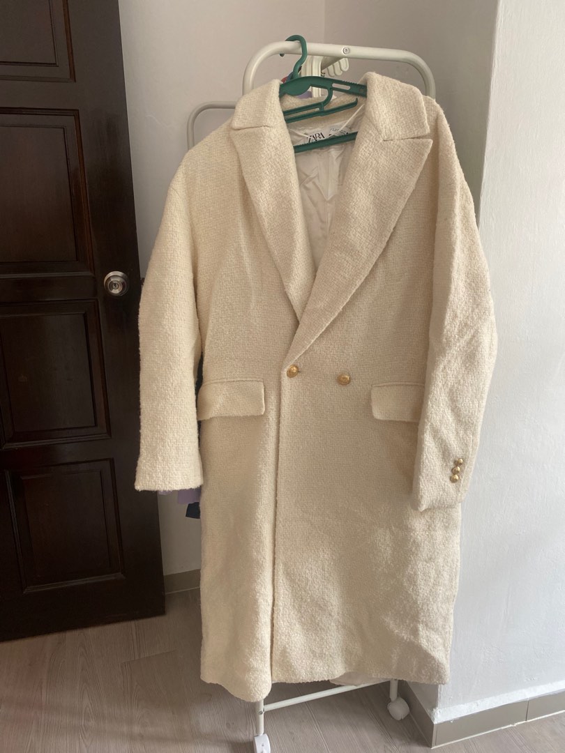 Zara textured wool blend coat Clearance