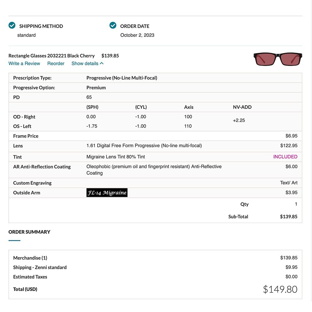 Zenni Optical Unisex Rectangle Glasses Black Cherry FL41 Migraine