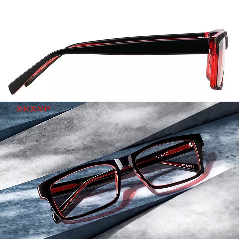 Zenni Optical Unisex Rectangle Glasses Black Cherry FL41 Migraine