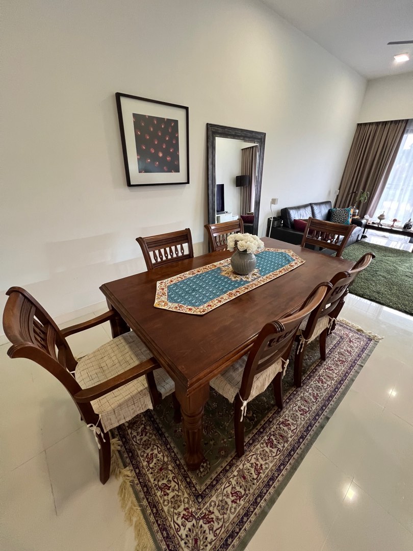 6 seater dining table with chairs, Furniture & Home Living, Furniture