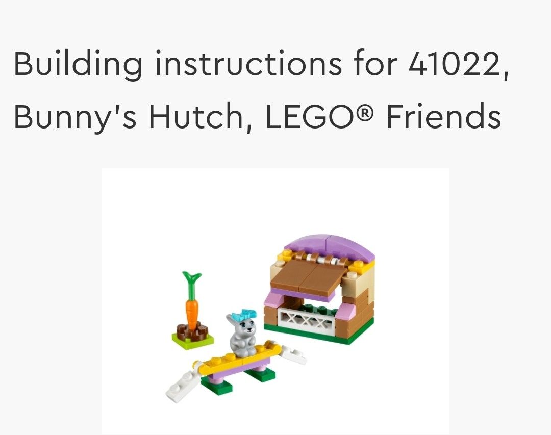 Lego friends bunny hutch discount instructions