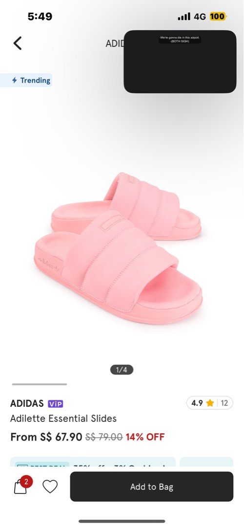 Adidas Adilette Essential Slides Women s Fashion Footwear