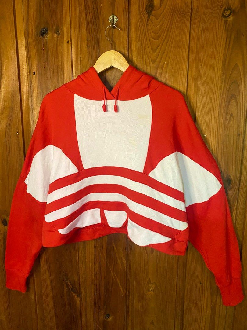 Adidas originals big clearance trefoil crop hoodie