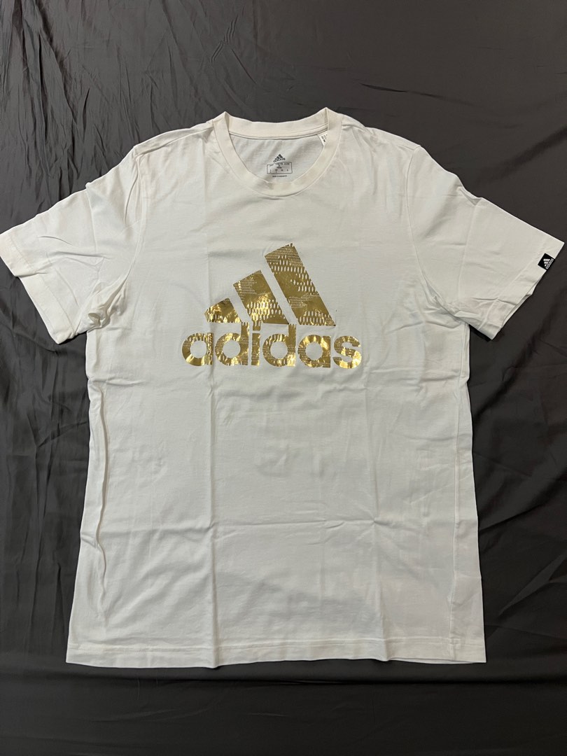 Adidas Tshirt Gold Print Unisex Men s Fashion Tops Sets Tshirts Polo Shirts on Carousell