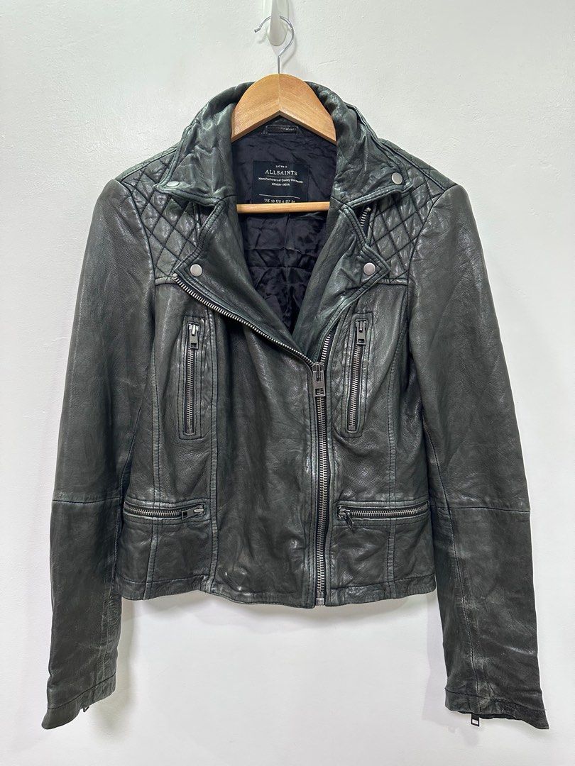 ALL SAINTS Cropped Cargo Biker Leather Jacket Women s Fashion Coats Jackets and Outerwear on Carousell